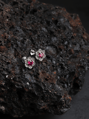 Akshat Sapphire Sterling Silver (92.5% purity) Precious Stud Earrings for Girls and Women Pure Silver Beautiful and Designer studs earring with cubic zirconia (AD) stones (9.31mm × 9.31mm)