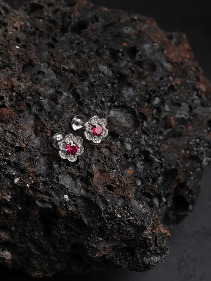 Pure Sterling Silver (92.5% purity)Precious, Beautiful and Designer Stud Earrings with cubic zirconia (AD) stones for Girls and Women