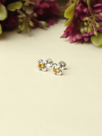 Pure Sterling Silver (92.5% purity)Precious, Beautiful and Designer Stud Earrings with cubic zirconia (AD) stones for Girls and Women