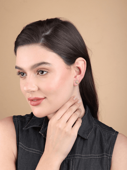 Pure Sterling Silver (92.5% purity)Precious, Beautiful and Designer Stud Earrings with cubic zirconia (AD) stones for Girls and Women
