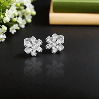 Pure Sterling Silver (92.5% purity)Precious, Beautiful and Designer Stud Earrings with cubic zirconia (AD) stones for Girls and Women