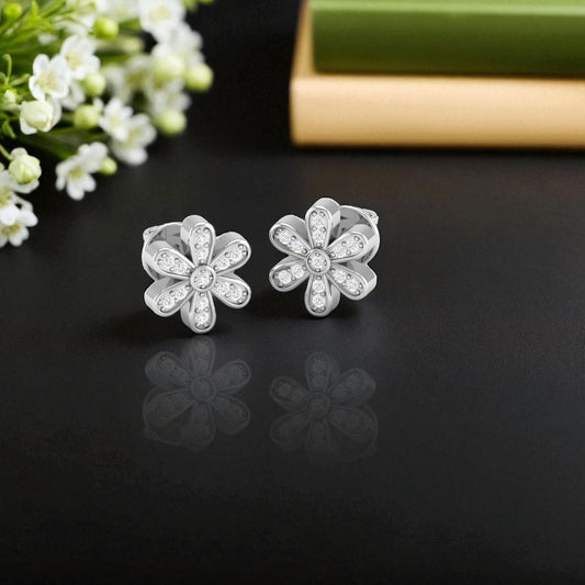 Pure Sterling Silver (92.5% purity)Precious, Beautiful and Designer Stud Earrings with cubic zirconia (AD) stones for Girls and Women