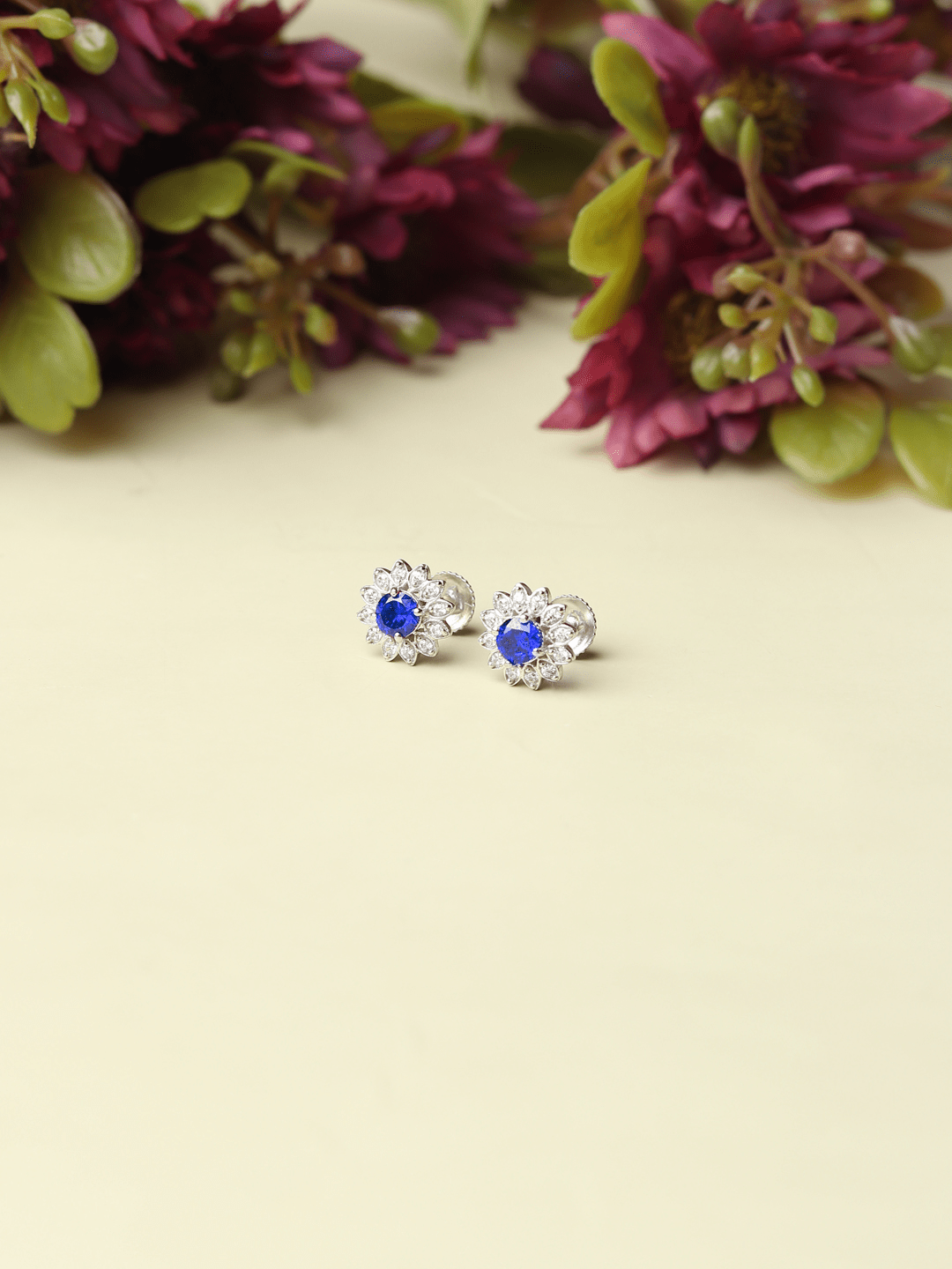 Pure Sterling Silver (92.5% purity)Precious, Beautiful and Designer Stud Earrings with cubic zirconia (AD) stones for Girls and Women