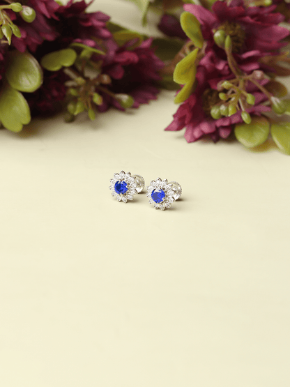 Pure Sterling Silver (92.5% purity)Precious, Beautiful and Designer Stud Earrings with cubic zirconia (AD) stones for Girls and Women