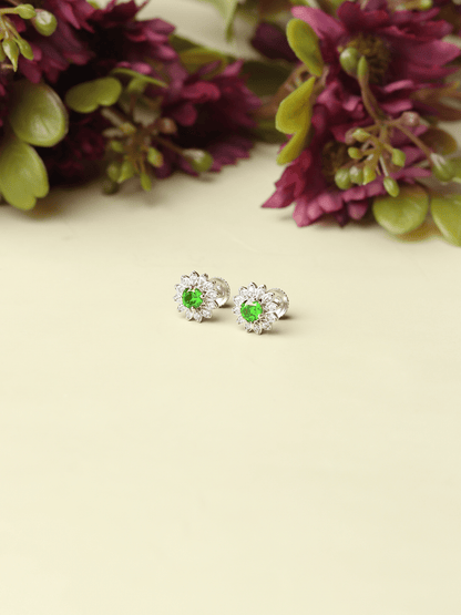 Pure Sterling Silver (92.5% purity)Precious, Beautiful and Designer Stud Earrings with cubic zirconia (AD) stones for Girls and Women
