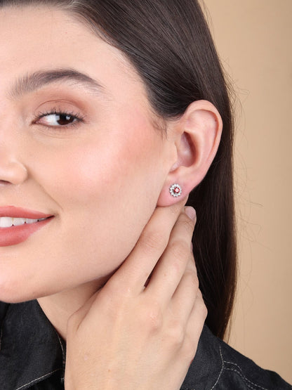 Pure Sterling Silver (92.5% purity)Precious, Beautiful and Designer Stud Earrings with cubic zirconia (AD) stones for Girls and Women