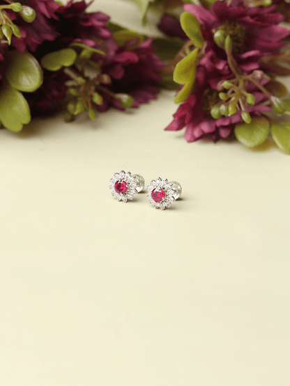 Pure Sterling Silver (92.5% purity)Precious, Beautiful and Designer Stud Earrings with cubic zirconia (AD) stones for Girls and Women