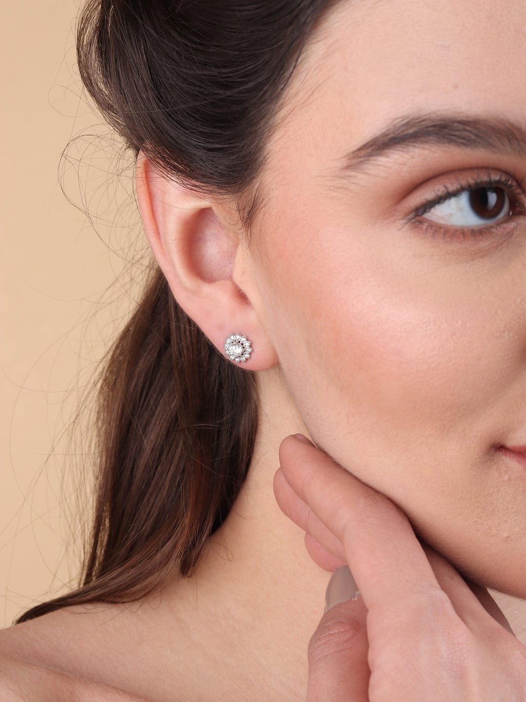 Pure Sterling Silver (92.5% purity)Precious, Beautiful and Designer Stud Earrings with cubic zirconia (AD) stones for Girls and Women