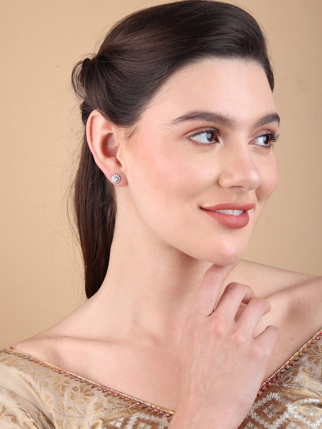 Pure Sterling Silver (92.5% purity)Precious, Beautiful and Designer Stud Earrings with cubic zirconia (AD) stones for Girls and Women