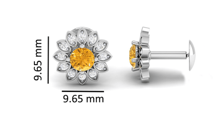 Pure Sterling Silver (92.5% purity)Precious, Beautiful and Designer Stud Earrings with cubic zirconia (AD) stones for Girls and Women