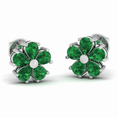 Pure Sterling Silver (92.5% purity)Precious, Beautiful and Designer Stud Earrings with cubic zirconia (AD) stones for Girls and Women