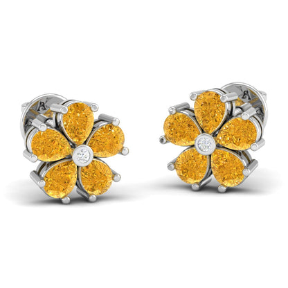 Pure Sterling Silver (92.5% purity)Precious, Beautiful and Designer Stud Earrings with cubic zirconia (AD) stones for Girls and Women