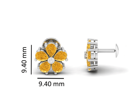 Pure Sterling Silver (92.5% purity)Precious, Beautiful and Designer Stud Earrings with cubic zirconia (AD) stones for Girls and Women