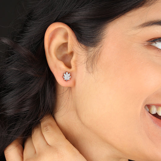 Akshat Sapphire Sterling Silver (92.5% purity) Precious Stud Earrings for Girls and Women Pure Silver Beautiful and Designer studs earring with cubic zirconia (AD) stones (9.7mm × 8.6mm)