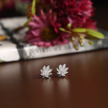 Akshat Sapphire Sterling Silver (92.5% purity) Precious Stud Earrings for Girls and Women Pure Silver Beautiful and Designer studs earring with cubic zirconia (AD) stones (9.7mm × 8.6mm)