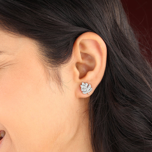 Akshat Sapphire Sterling Silver (92.5% purity) Precious Stud Earrings for Girls and Women Pure Silver Beautiful and Designer studs earring with cubic zirconia (AD) stones (12mm × 10.8mm)