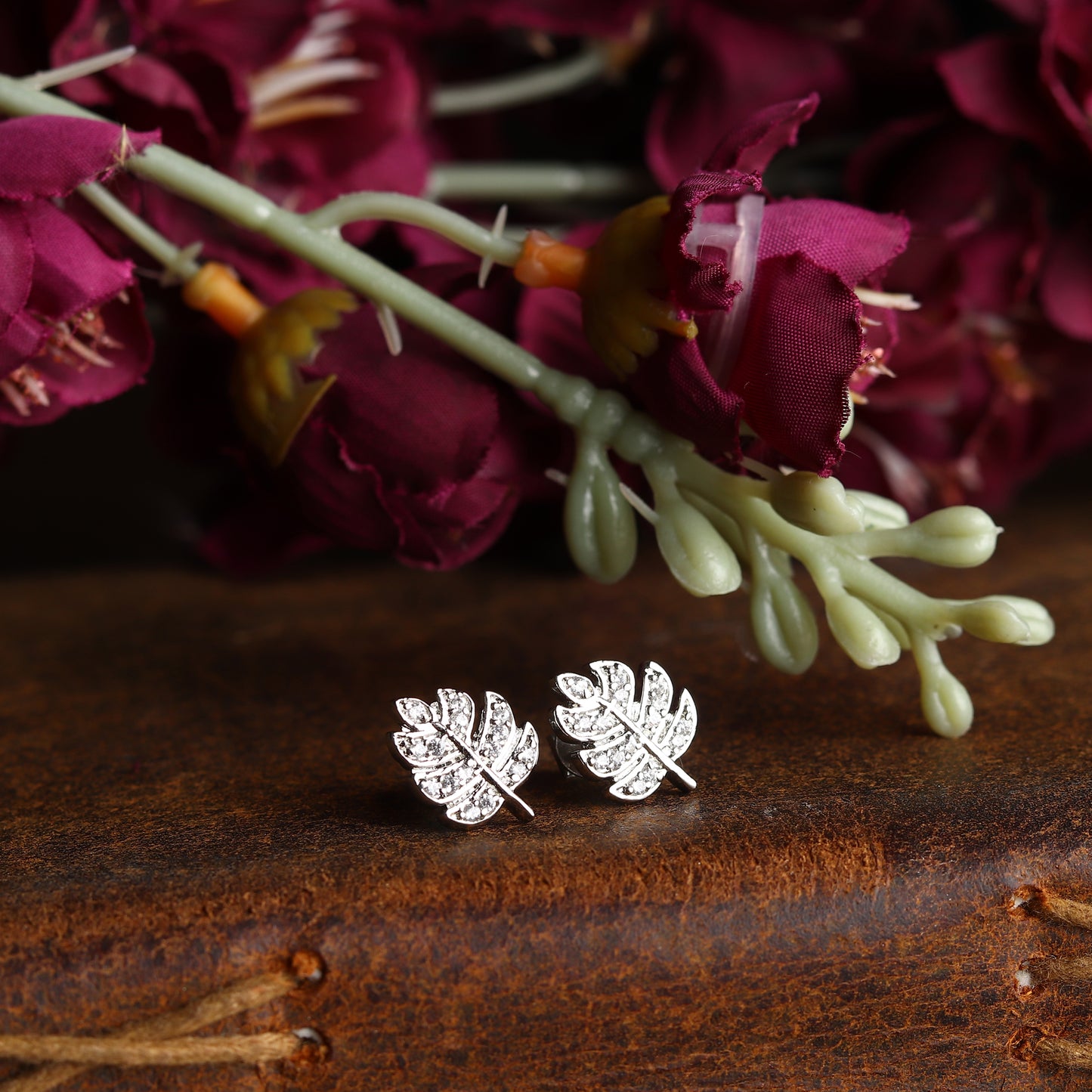 Pure Sterling Silver (92.5% purity)Precious, Beautiful and Designer Stud Earrings with cubic zirconia (AD) stones for Girls and Women