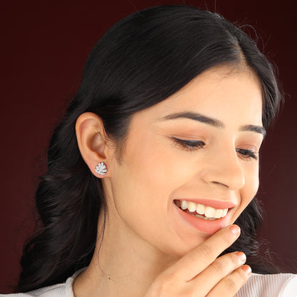 Pure Sterling Silver (92.5% purity)Precious, Beautiful and Designer Stud Earrings with cubic zirconia (AD) stones for Girls and Women