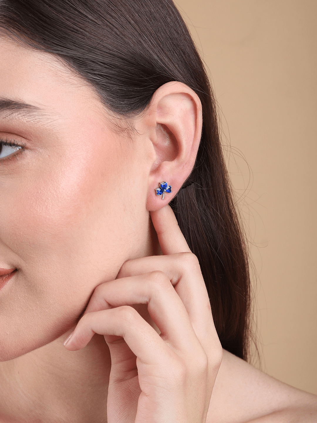 Sterling Silver Studs for Women by Akshat Sapphire 92.5 Silver Rhodium Plated S10092