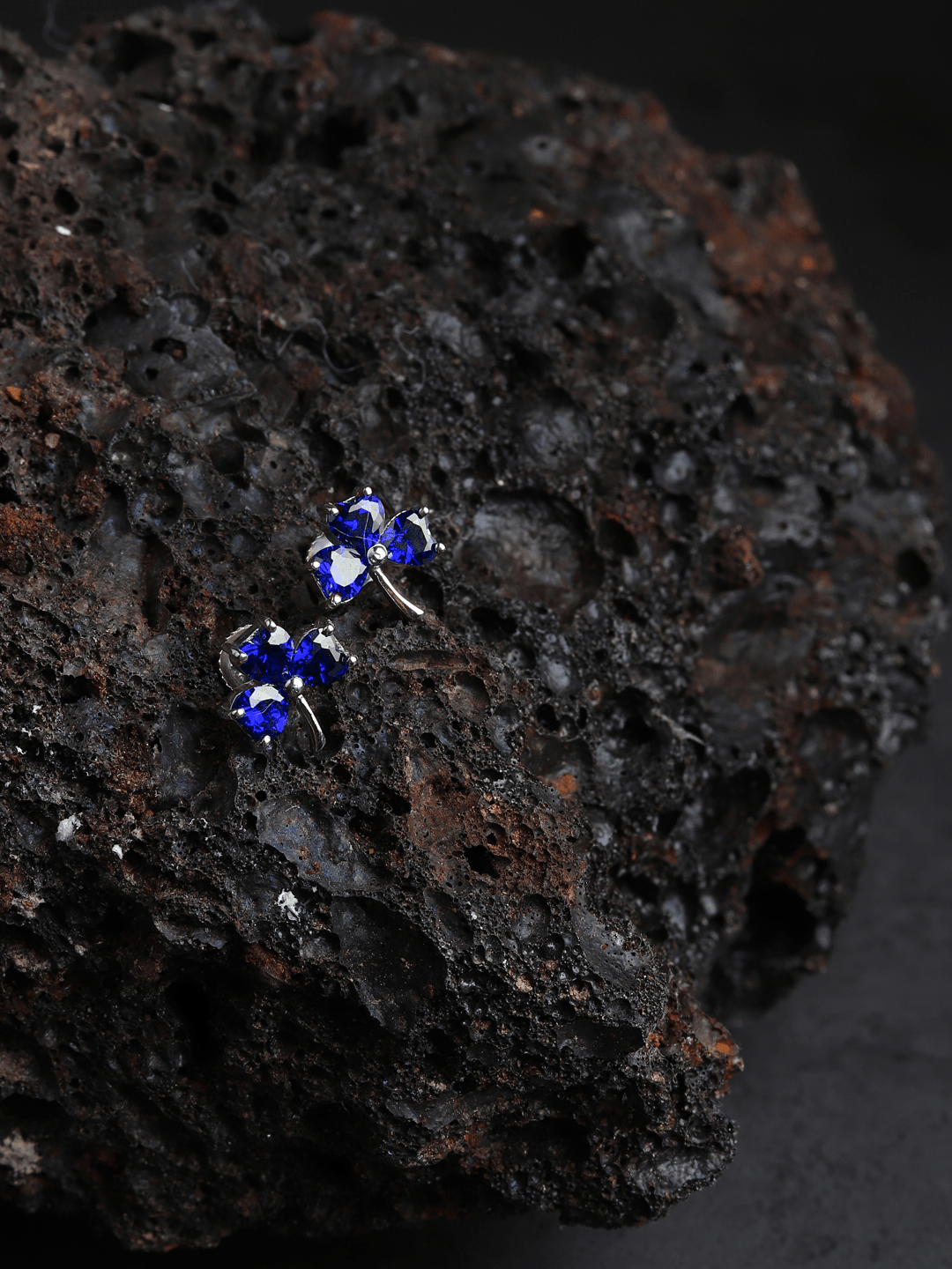 Akshat Sapphire Sterling Silver (92.5% purity) Precious Stud Earrings for Girls and Women Pure Silver Beautiful and Designer studs earring with cubic zirconia (AD) stones (11mm × 10mm)
