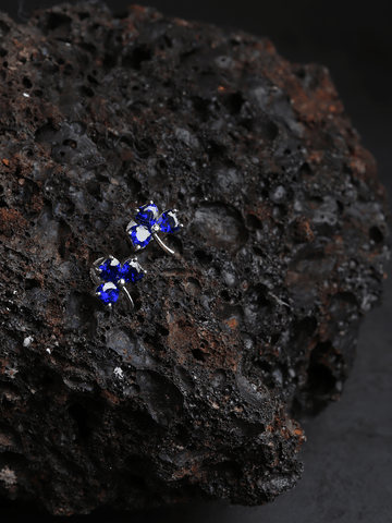 Akshat Sapphire Sterling Silver (92.5% purity) Precious Stud Earrings for Girls and Women Pure Silver Beautiful and Designer studs earring with cubic zirconia (AD) stones (11mm × 10mm)
