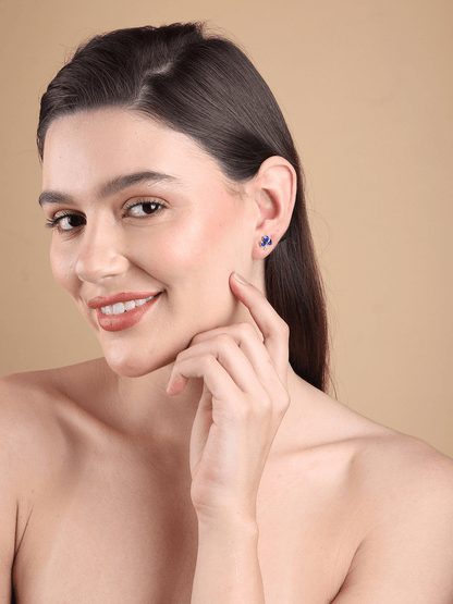 Pure Sterling Silver (92.5% purity)Precious, Beautiful and Designer Stud Earrings with cubic zirconia (AD) stones for Girls and Women
