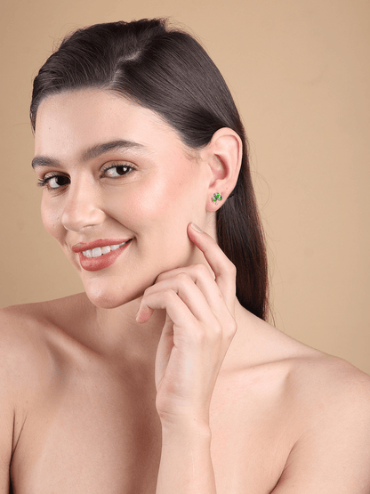 Pure Sterling Silver (92.5% purity)Precious, Beautiful and Designer Stud Earrings with cubic zirconia (AD) stones for Girls and Women
