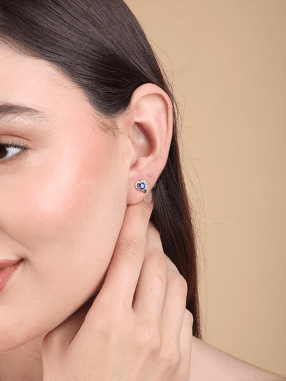 Pure Sterling Silver (92.5% purity)Precious, Beautiful and Designer Stud Earrings with cubic zirconia (AD) stones for Girls and Women