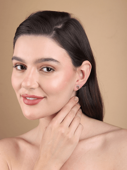 Pure Sterling Silver (92.5% purity)Precious, Beautiful and Designer Stud Earrings with cubic zirconia (AD) stones for Girls and Women