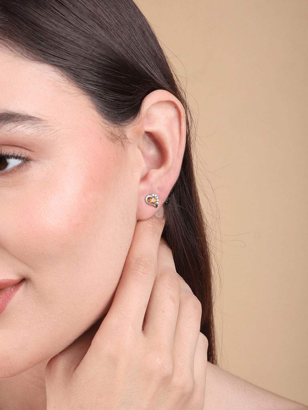 Silver Stud Earrings for Women by Akshat Sapphire 92.5 Silver Rhodium Plated S10095