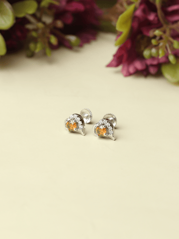 Akshat Sapphire Sterling Silver (92.5% purity) Precious Stud Earrings for Girls and Women Pure Silver Beautiful and Designer studs earring with cubic zirconia (AD) stones (9.25mm × 7.8mm)