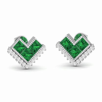 Pure Sterling Silver (92.5% purity)Precious, Beautiful and Designer Stud Earrings with cubic zirconia (AD) stones for Girls and Women