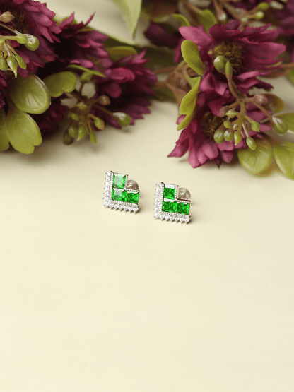 Pure Sterling Silver (92.5% purity)Precious, Beautiful and Designer Stud Earrings with cubic zirconia (AD) stones for Girls and Women