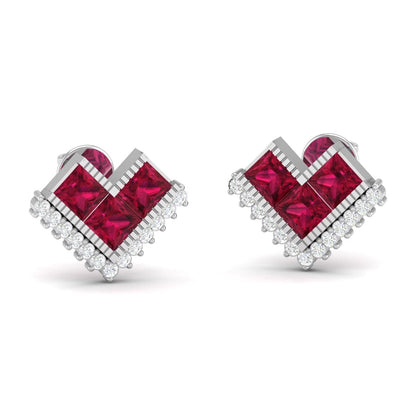 Pure Sterling Silver (92.5% purity)Precious, Beautiful and Designer Stud Earrings with cubic zirconia (AD) stones for Girls and Women