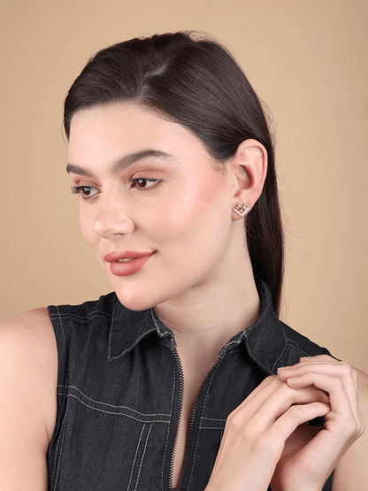 Pure Sterling Silver (92.5% purity)Precious, Beautiful and Designer Stud Earrings with cubic zirconia (AD) stones for Girls and Women
