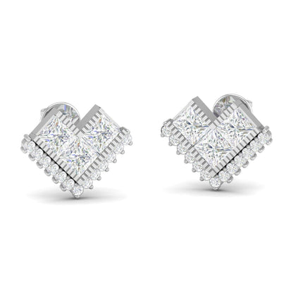 Pure Sterling Silver (92.5% purity)Precious, Beautiful and Designer Stud Earrings with cubic zirconia (AD) stones for Girls and Women