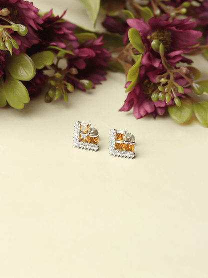 Pure Sterling Silver (92.5% purity)Precious, Beautiful and Designer Stud Earrings with cubic zirconia (AD) stones for Girls and Women