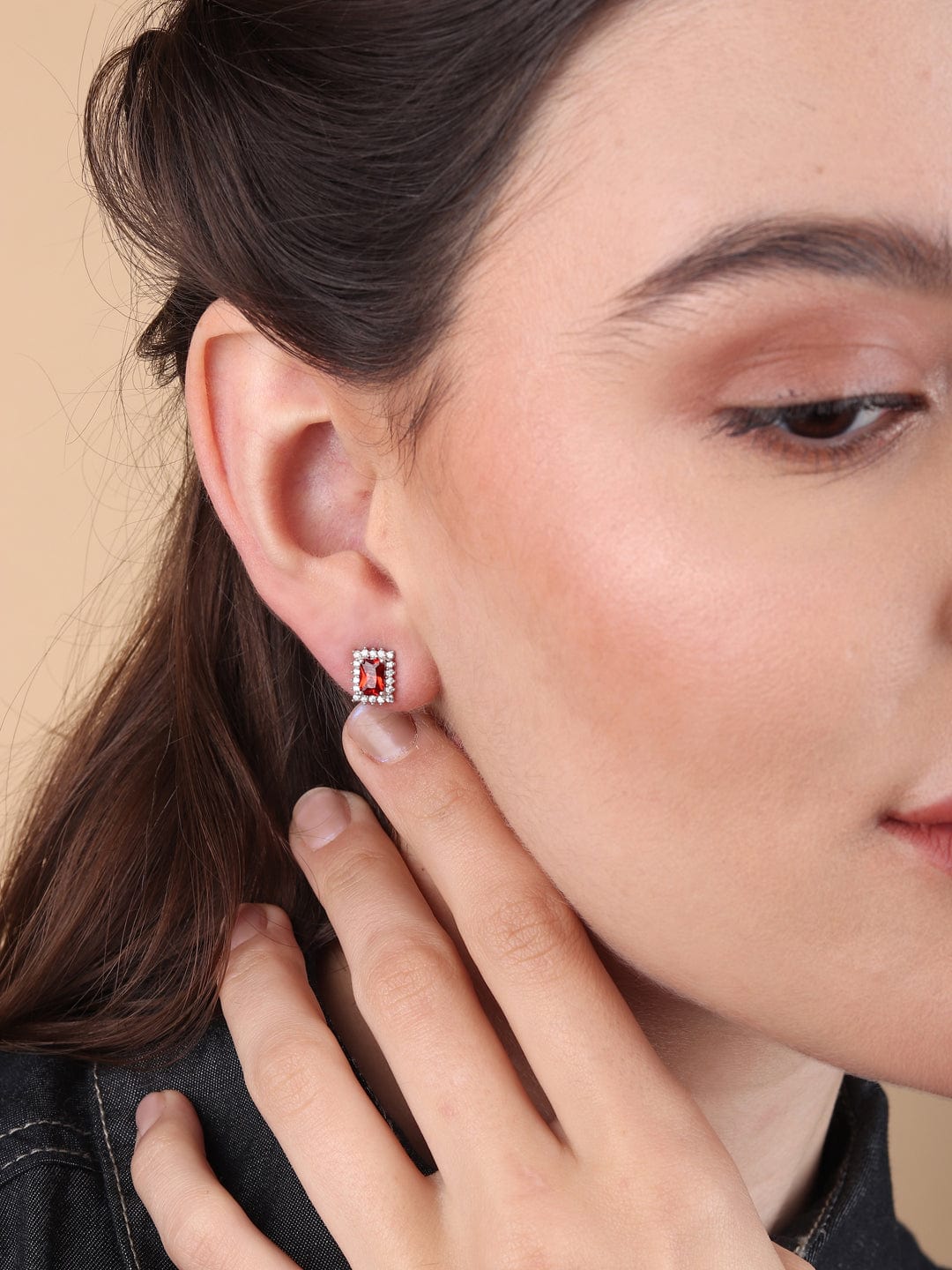Silver Stud Earrings for Women by Akshat Sapphire 92.5 Silver Rhodium Plated S10098