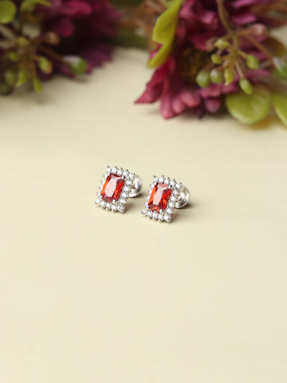 Pure Sterling Silver (92.5% purity)Precious, Beautiful and Designer Stud Earrings with cubic zirconia (AD) stones for Girls and Women