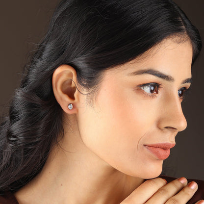 Pure Sterling Silver (92.5% purity)Precious, Beautiful and Designer Stud Earrings with cubic zirconia (AD) stones for Girls and Women