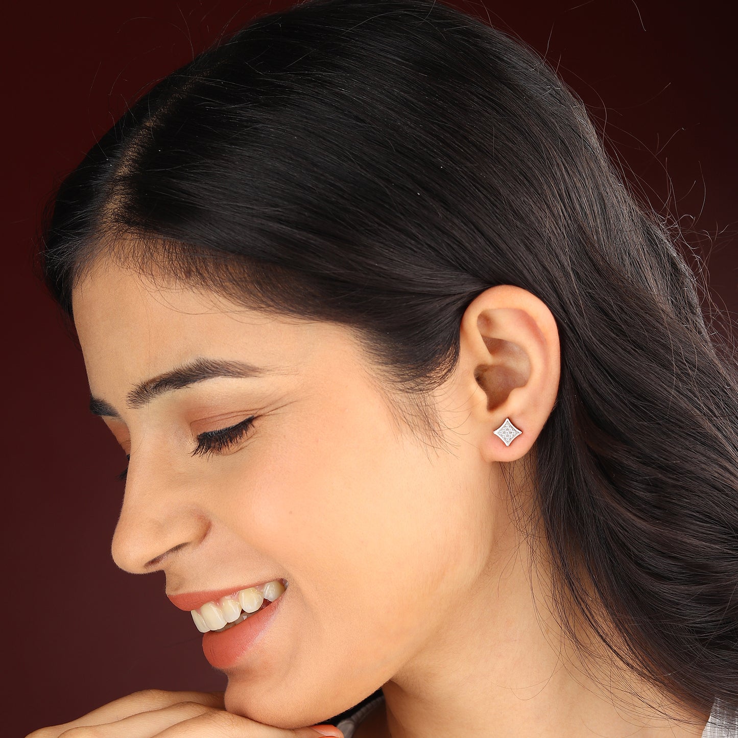 Pure Sterling Silver (92.5% purity)Precious, Beautiful and Designer Stud Earrings with cubic zirconia (AD) stones for Girls and Women