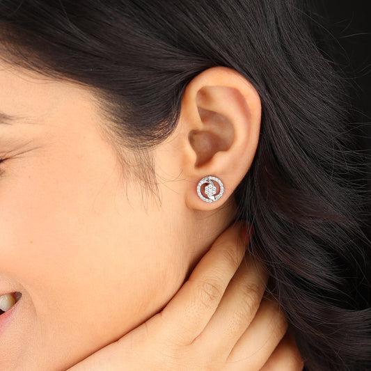 Akshat Sapphire Sterling Silver (92.5% purity) Precious Stud Earrings for Girls and Women Pure Silver Beautiful and Designer studs earring with cubic zirconia (AD) stones (10.7mm × 10.7mm)