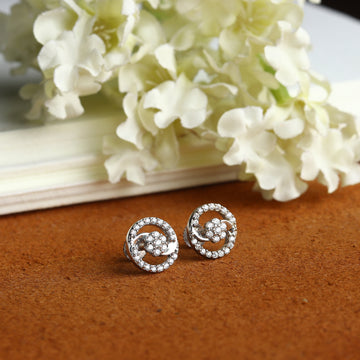 Akshat Sapphire Sterling Silver (92.5% purity) Precious Stud Earrings for Girls and Women Pure Silver Beautiful and Designer studs earring with cubic zirconia (AD) stones (10.7mm × 10.7mm)