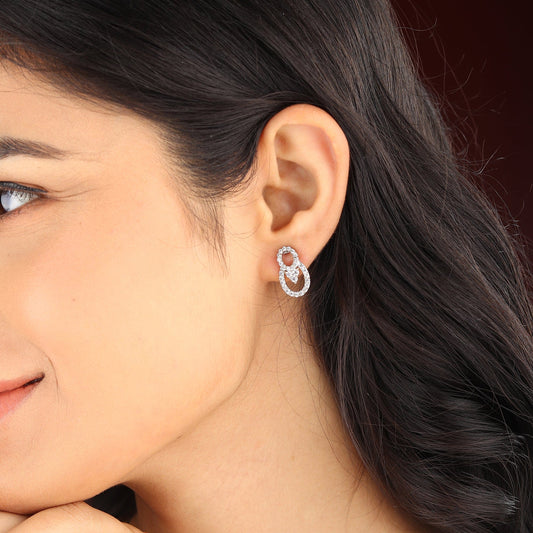Akshat Sapphire Sterling Silver (92.5% purity) Precious Stud Earrings for Girls and Women Pure Silver Beautiful and Designer studs earring with cubic zirconia (AD) stones