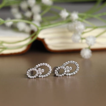 Akshat Sapphire Sterling Silver (92.5% purity) Precious Stud Earrings for Girls and Women Pure Silver Beautiful and Designer studs earring with cubic zirconia (AD) stones