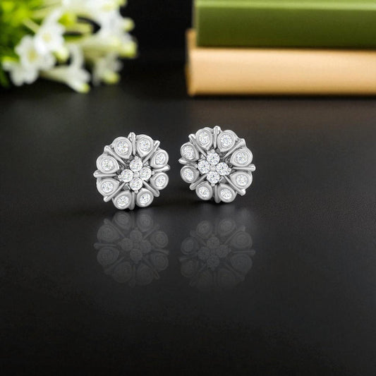 Pure Sterling Silver (92.5% purity)Precious, Beautiful and Designer Stud Earrings with cubic zirconia (AD) stones for Girls and Women