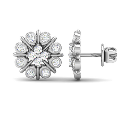 Akshat Sapphire Sterling Silver (92.5% purity) Precious Stud Earrings for Girls and Women Pure Silver Beautiful and Designer studs earring with cubic zirconia (AD) stones (8.2mm × 6.2mm)