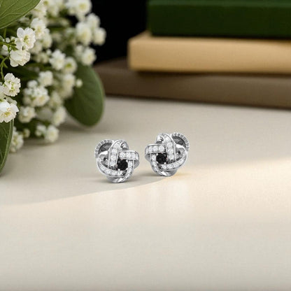 Pure Sterling Silver (92.5% purity)Precious, Beautiful and Designer Stud Earrings with cubic zirconia (AD) stones for Girls and Women
