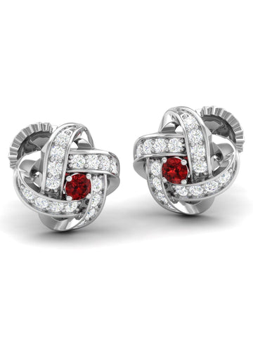 Akshat Sapphire Sterling Silver (92.5% purity) Precious Stud Earrings for Girls and Women Pure Silver Beautiful and Designer studs earring with cubic zirconia (AD) stones