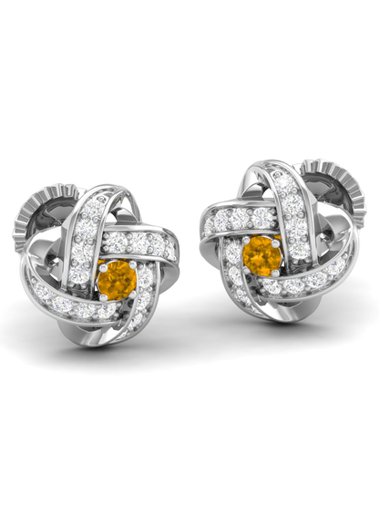 Pure Sterling Silver (92.5% purity)Precious, Beautiful and Designer Stud Earrings with cubic zirconia (AD) stones for Girls and Women